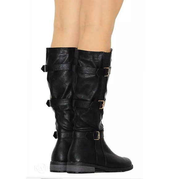 Alexa Buckle Knee High Motorcycle  Boots - Picture 9 of 9